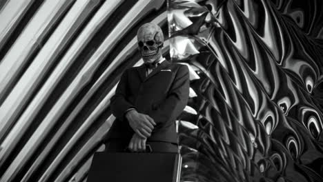 Businessman with Skull Mask