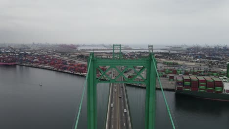 vincent thomas bridge los angeles port aerial view