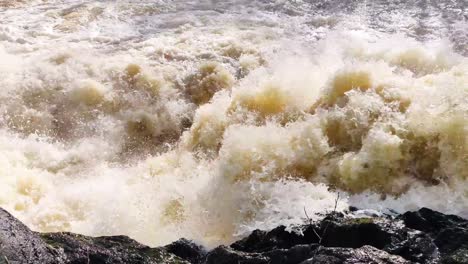 raging water in a river in munkedal sweden