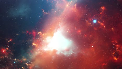 volando a través de nebulosas brillantes y estrellas