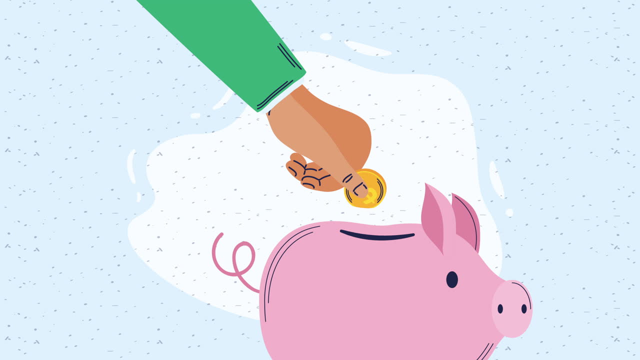 piggy savings with coin money animation