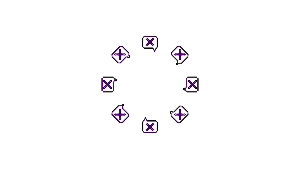Pixel Art Speech bubble Cross mark Spinning Circle Animated Overlay Transparent 30fps (7)