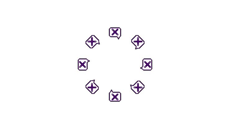 Pixel Art Speech bubble Cross mark Spinning Circle Animated Overlay Transparent 30fps (7)