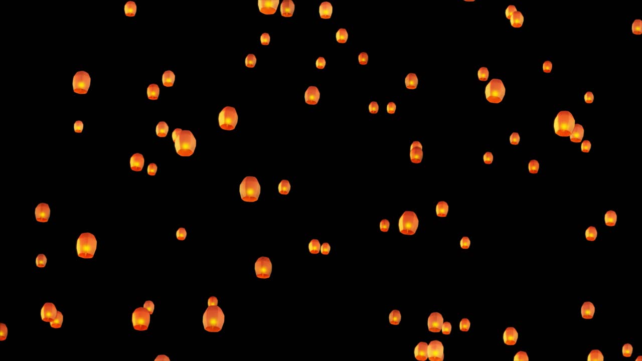 Paper lanterns floating lantern in the night sky culture tradition loop animation for celebration