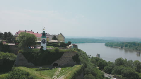 novi sad fortress with clock tower and danube river view