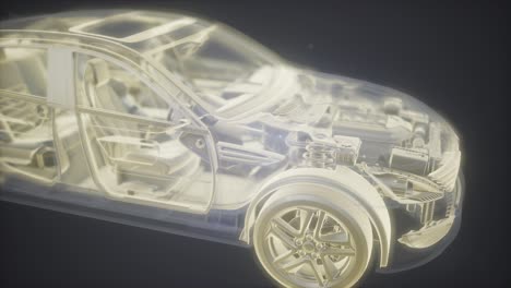 Animación-Holográfica-Del-Modelo-De-Coche-De-Estructura-Metálica-3d-Con-Motor