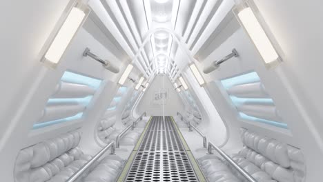 corridor in space station or in laboratory decorated with grey color. futuristic sci-fi and technology animation background.