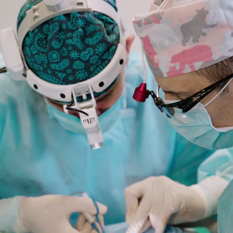 doctor during operation in hospital. portrait of professional doctprs in hospital operating theater