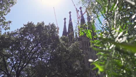 Panoramic-view-of-La-Sagrada-Familia-cathedral-in-Barcelona-city
