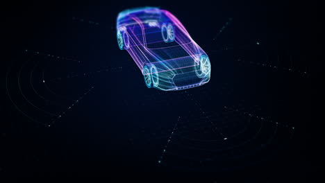 advanced holographic motion graphics vividly depict an autonomous vehicle endowed with self-awareness and extensive environmental sensing capabilities, enabling it to operate autonomously