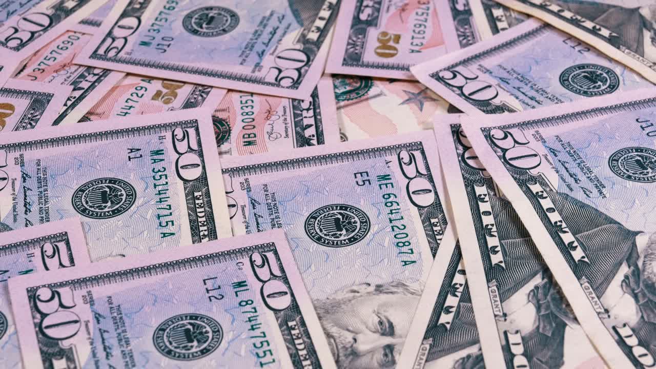 50 달러 가치의 미국 지폐의 배경