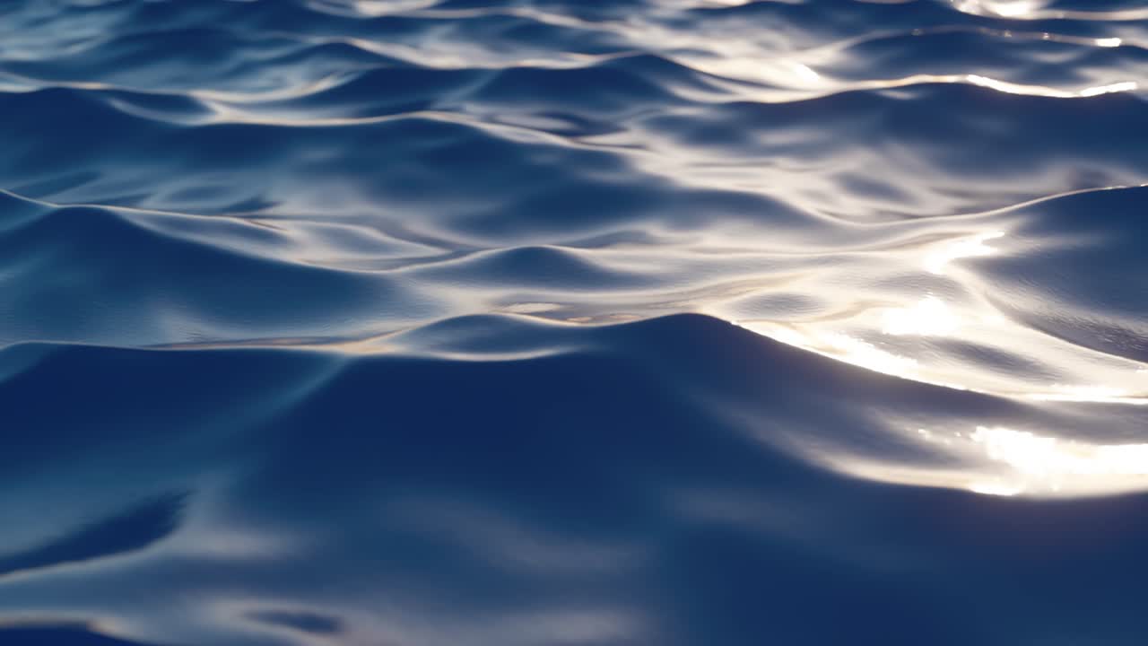 la superficie de las olas del mar azul brillante en movimiento. agua potable fresca, video colorido. concepto de problemas ambientales, falta de agua potable, cambio climático, calentamiento global. bucle sin costuras 3d render