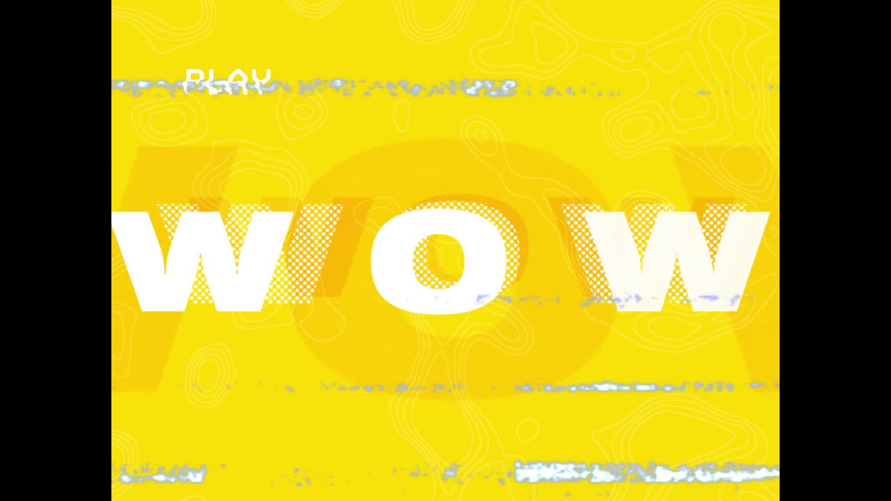 animación de múltiples textos blancos con fallo en el cambio de fondos con texto de reproducción en la pantalla