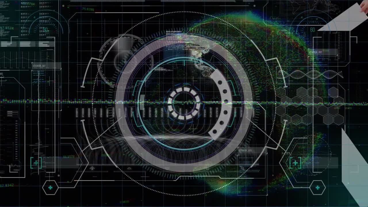 지구와 범위 스캐닝에 대한 데이터 처리 애니메이션