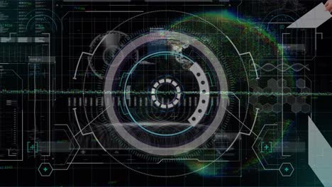 animación del procesamiento de datos sobre el globo y el escaneo de alcance