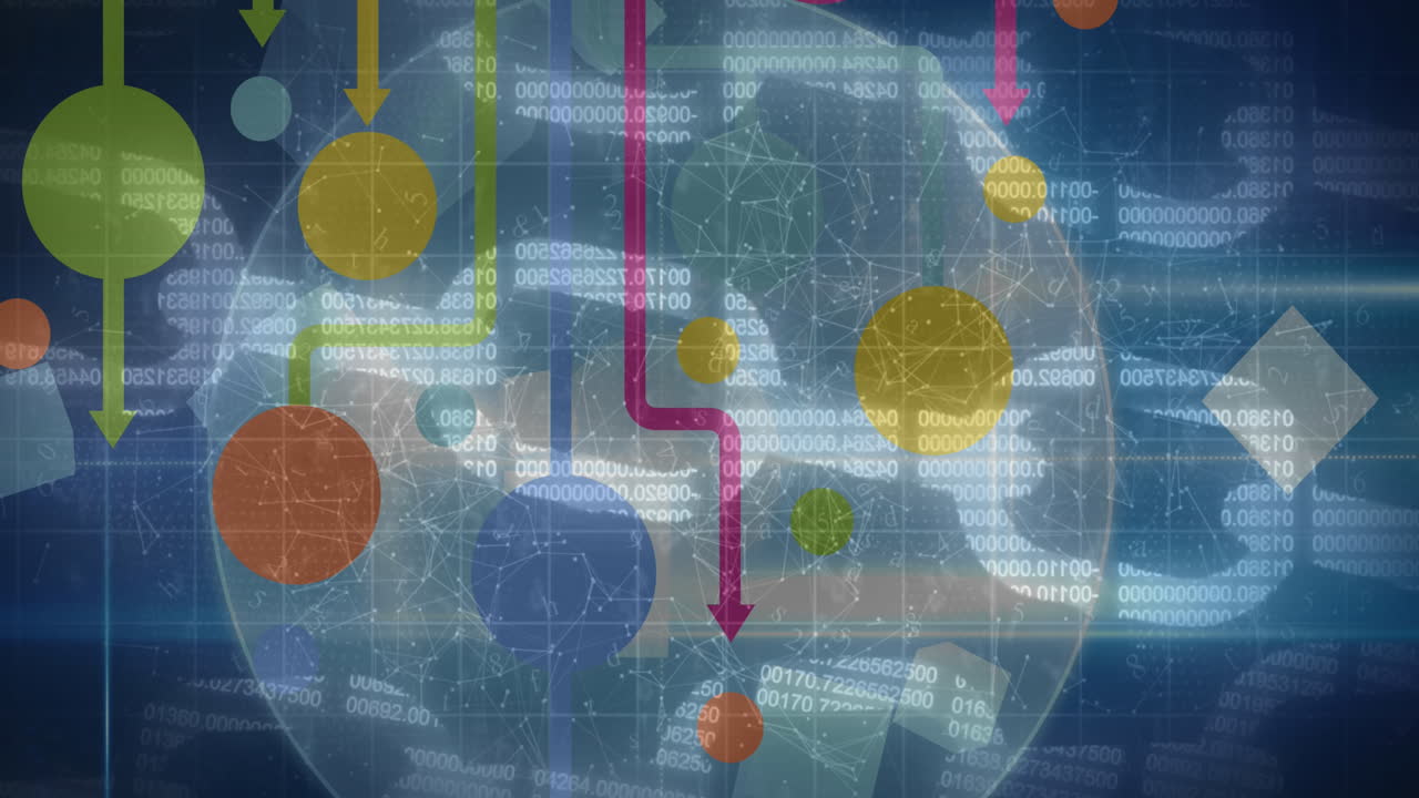 파란색 배경에 온라인 보안 체인과의 연결 네트워크의 애니메이션