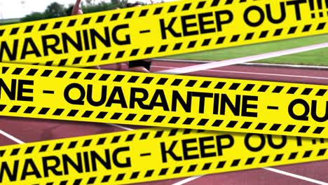 animation of word quarantine with runner in background