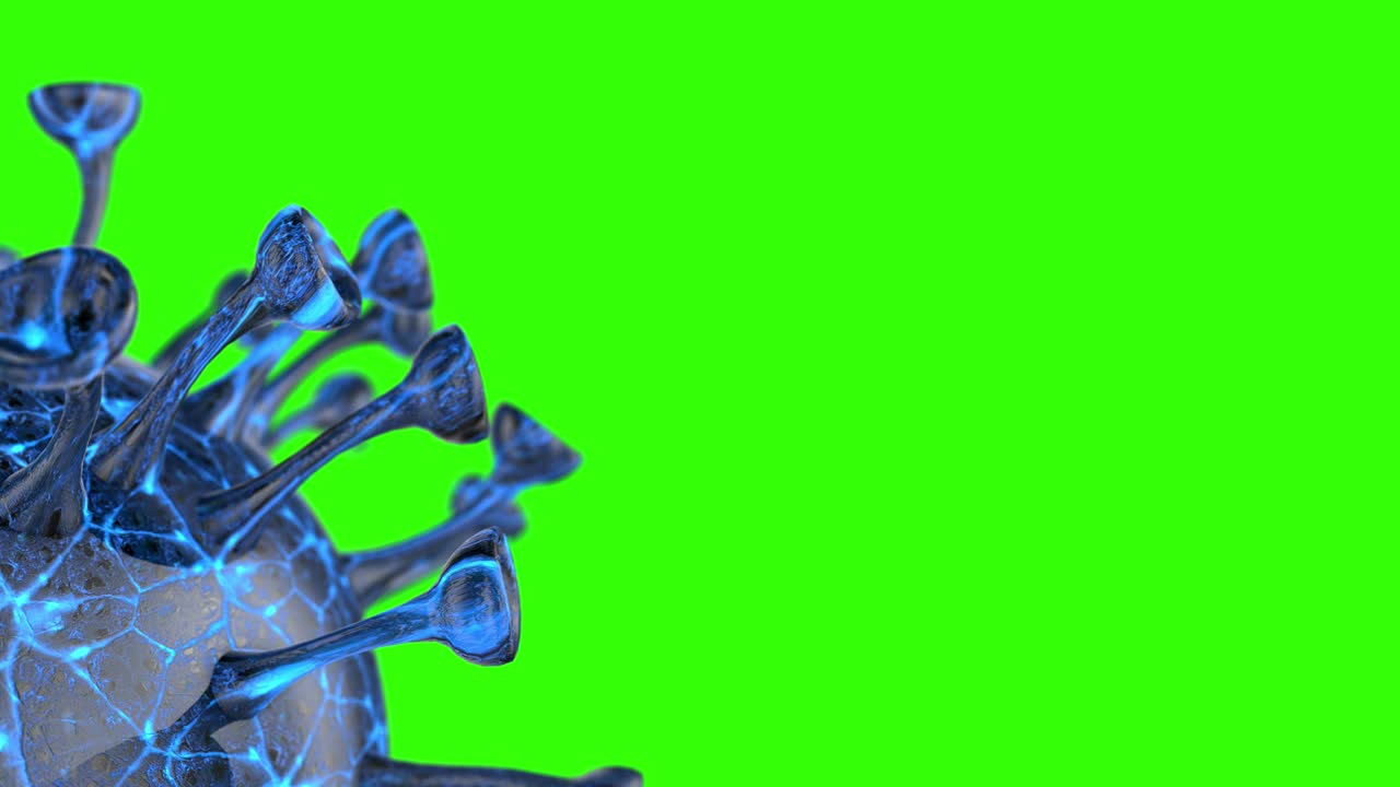 alerta de corona covid-19 sos. bacteria pandémica patógeno riesgo médico para la salud, inmunología, virología, concepto de epidemiología. célula de virus del microscopio. animación en bucle de renderización 3d.