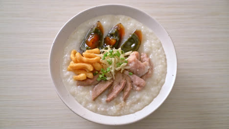 pork congee or porridge with pork bowl