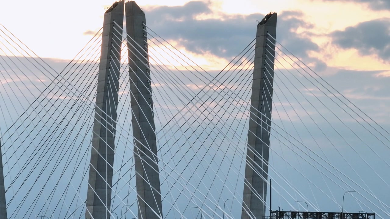 Aerial view of The Tappan Zee Bridge on a summer day. Shot at dusk in Tarrytown.