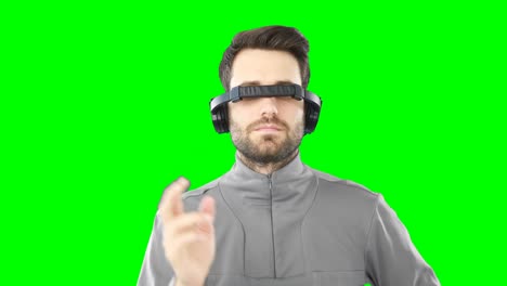 Man-using-virtual-reality-headset