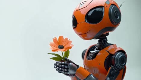 robot holding a flower