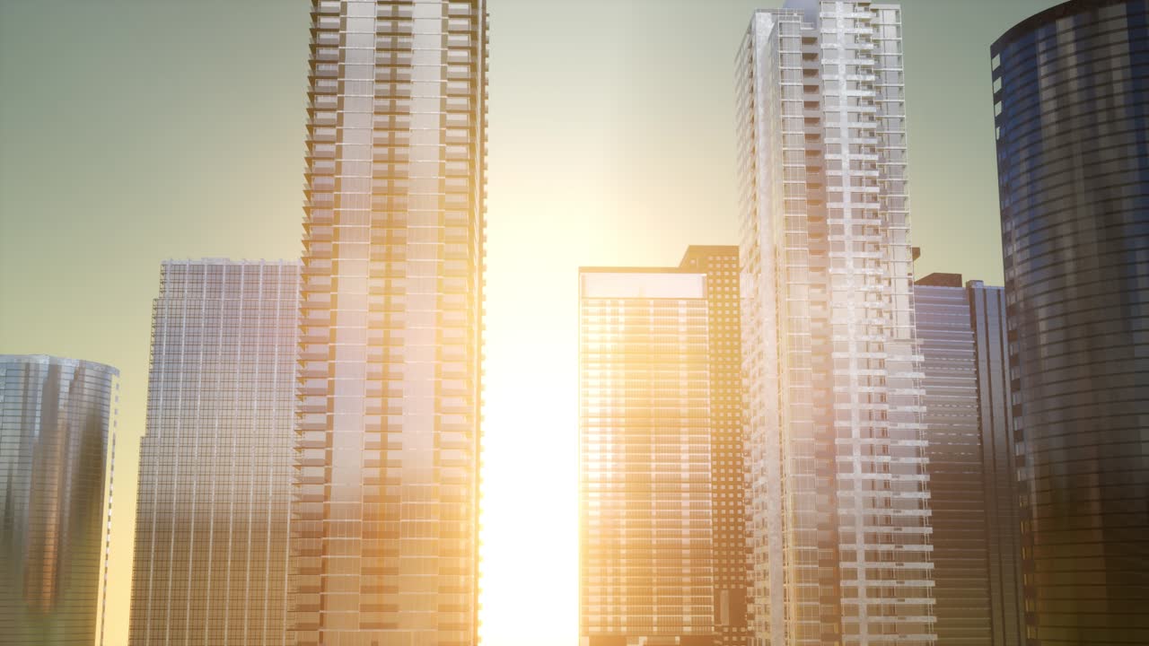 日没時のビジネス・スカイクラッパー