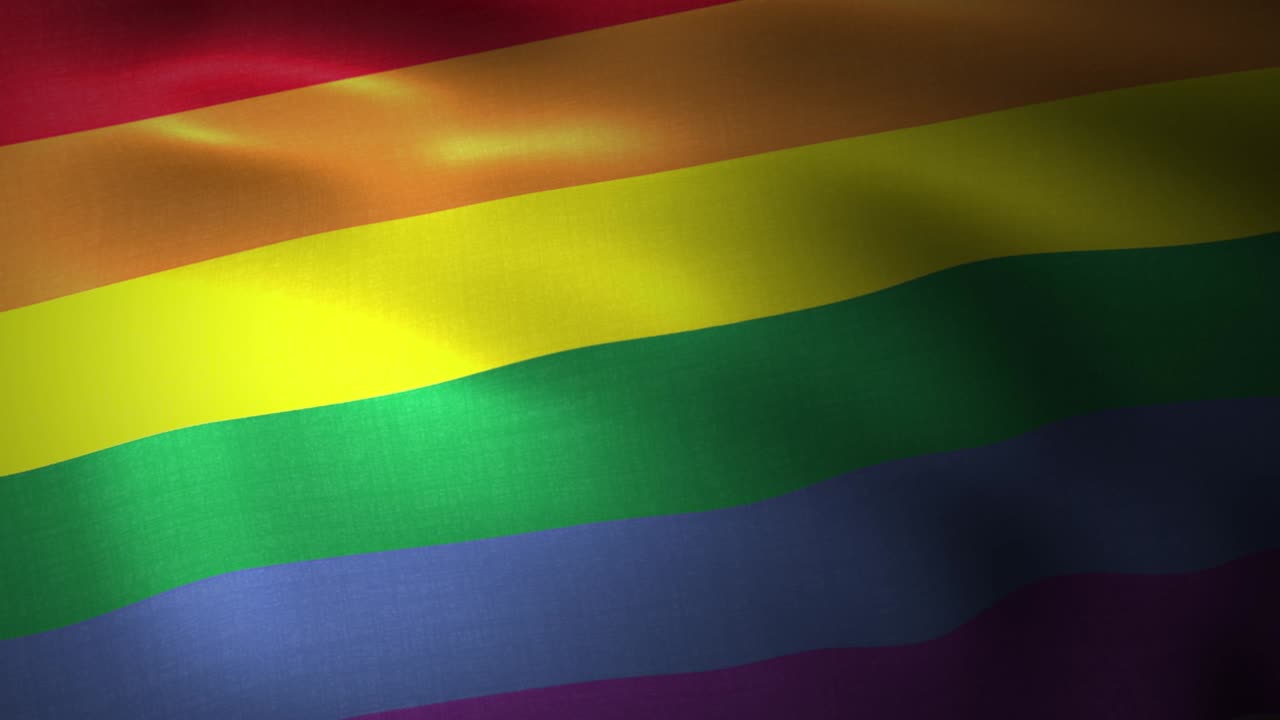 la bandera del arco iris, la bandera del orgullo lgbt o la bandera del orgull gay agitando el viento