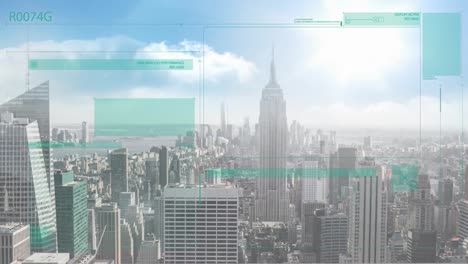 animation of data processing over cityscape