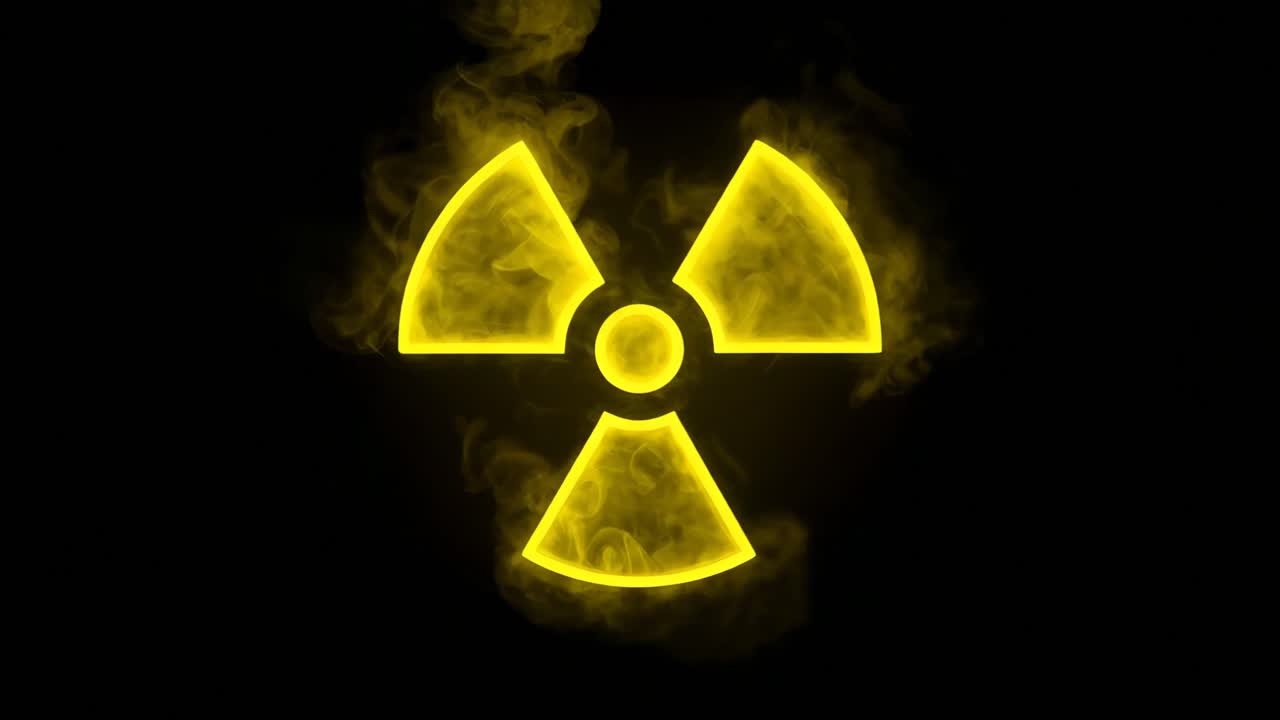 símbolo radiactivo brillante