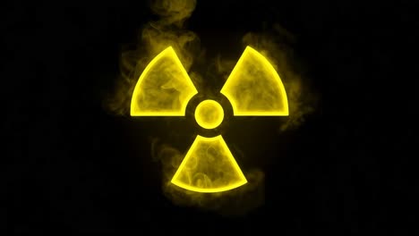 símbolo radiactivo brillante