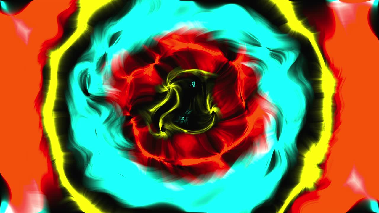 Cerchio di fuoco generato al computer con transizioni di colore fluide. Rendering 3D di sfondo astratto ondeggiante.
