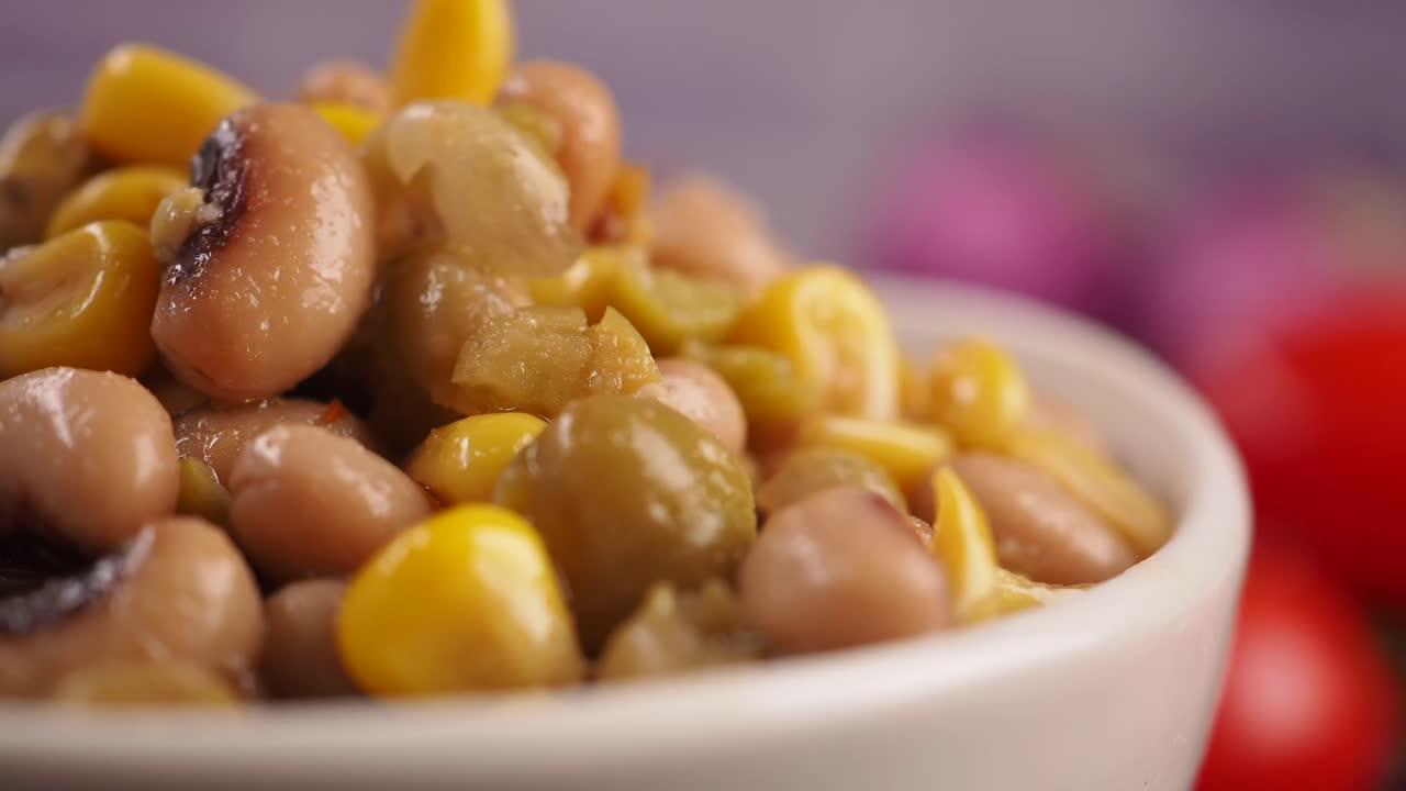 Close-up of Healthy Bean and Corn Salad in a Bowl