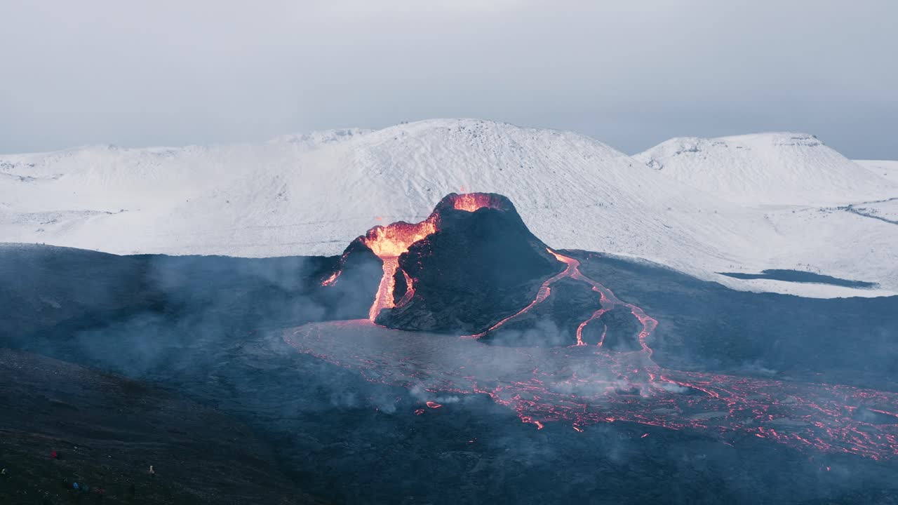 Toxic gas rises from lava field at active Fagradalsfjall volcano in Iceland