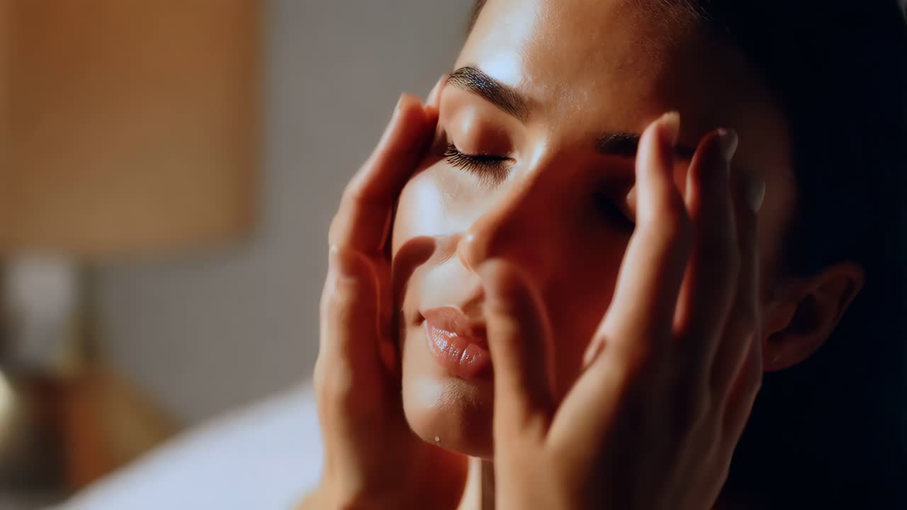 mulher recebendo massagem facial à luz do sol