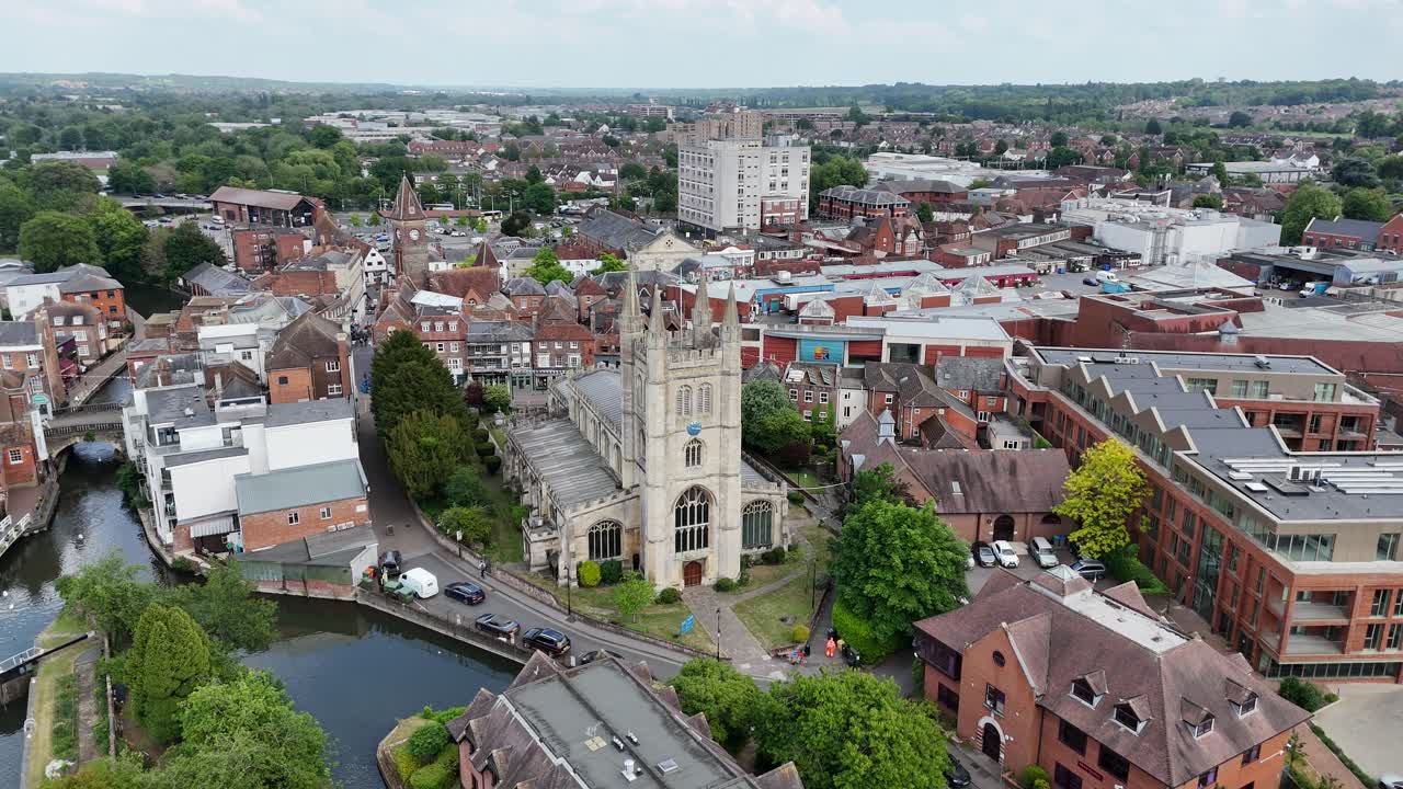 St Nicolas Church Newbury Berkshire England drone,aerial