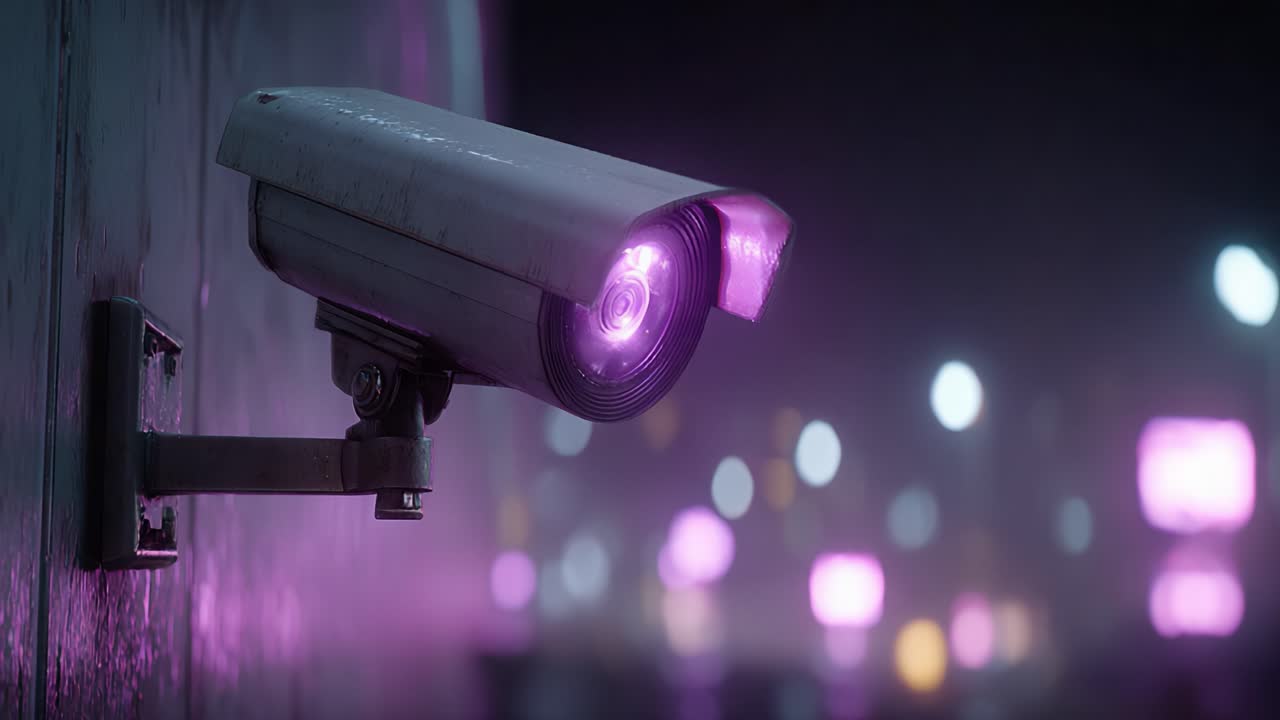 Observing the Urban Nightscape: A High-Tech Surveillance Camera Monitoring for Unseen Activities in a Neon-Illuminated Environment