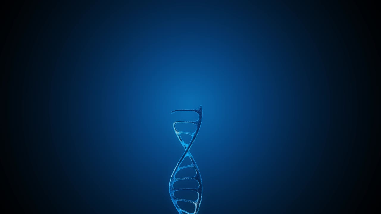 animación 3d del crecimiento del adn. la dirección del adn es vertical.