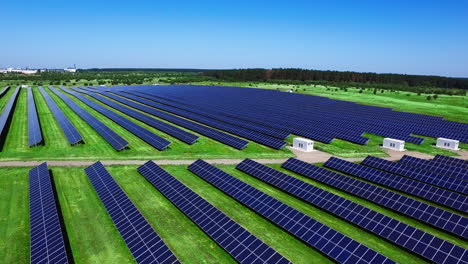 Aerial-view-of-renewable-electric-power-station-with-industrial-solar-panels