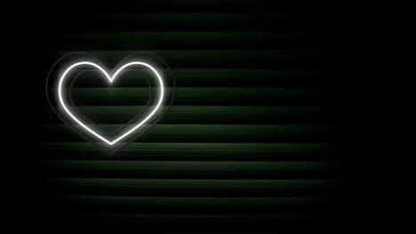 animation of glowing neon heart icon flickering on green background