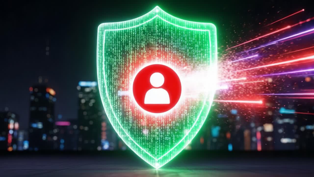 Cybersecurity Protection: A Dynamic Visualization of Data Security Through a Digital Shield Representing User Privacy and Information Safety