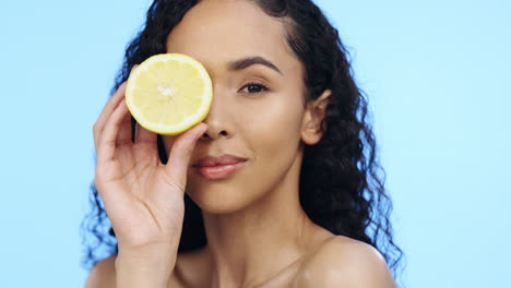 Lemon,-face-skincare-and-beauty-of-woman