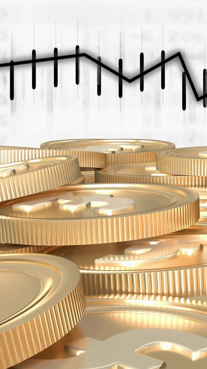 白い背景にユーロ硬貨上で金融データ処理のアニメーション