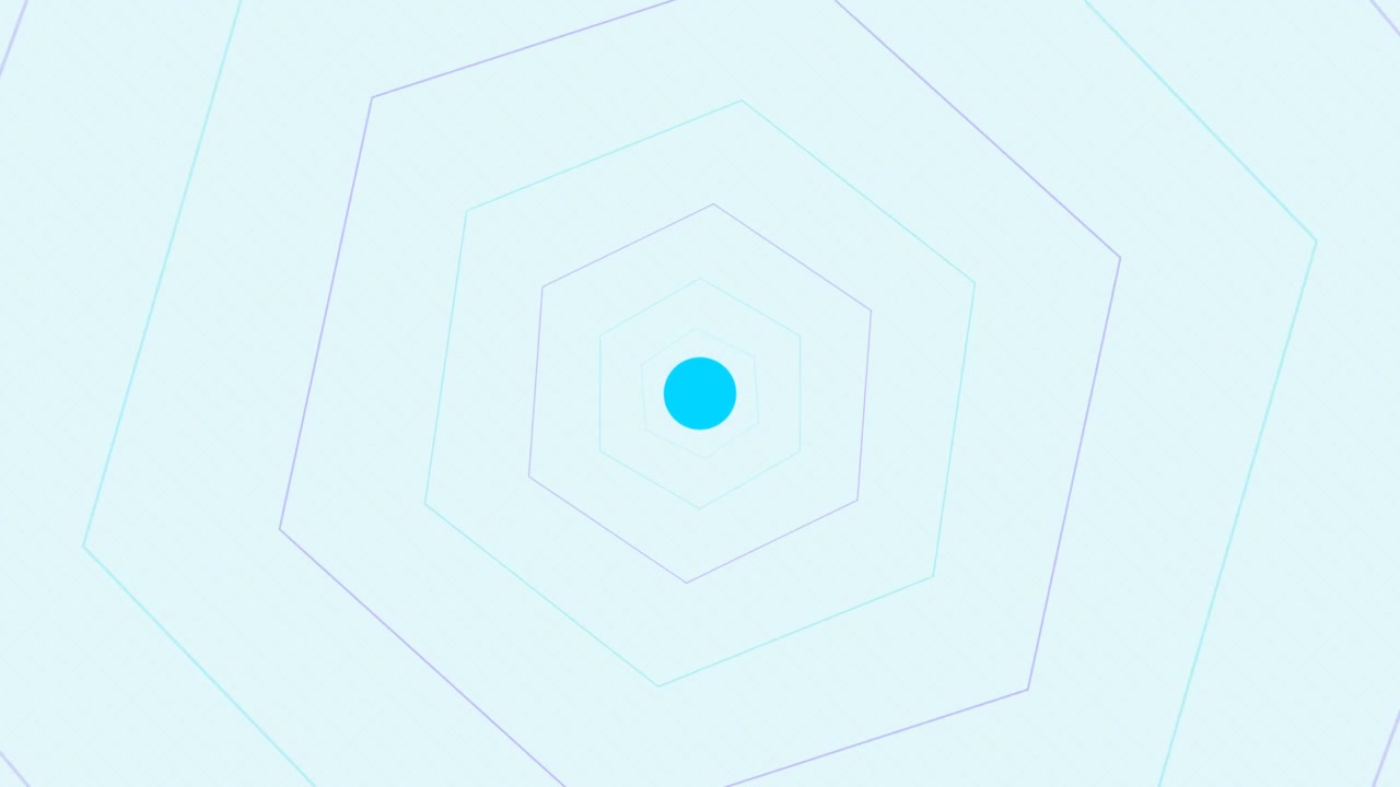 Abstract Animation of Pulsing Blue Circle and Concentric Hexagons