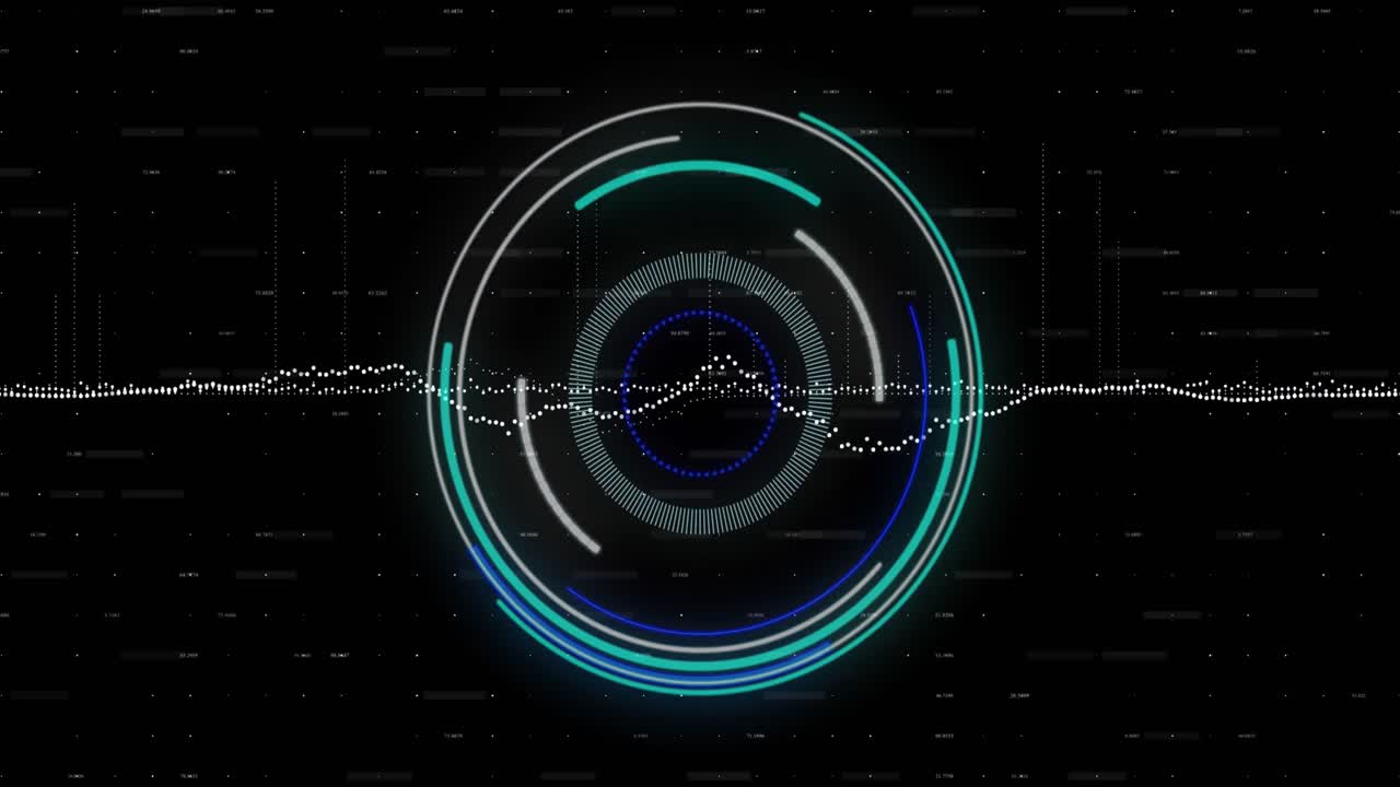 Animation of graphs over circles against changing numbers on black background