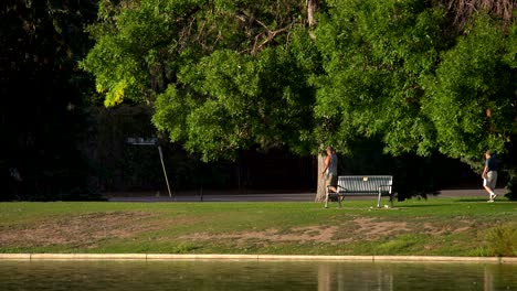 People-walking-in-the-City-Park-of-Denver,-Colorado