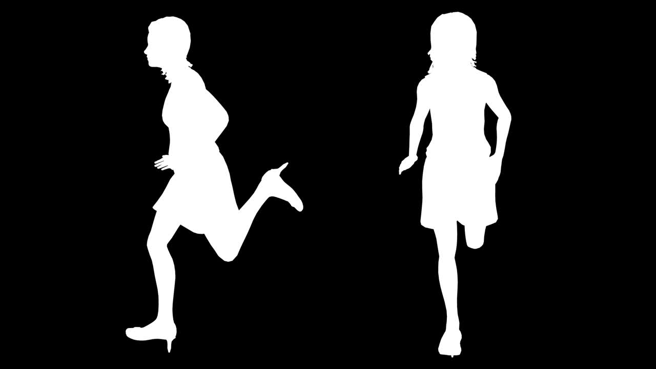 발 뒤꿈치 루프로 달리는 여성의 실루