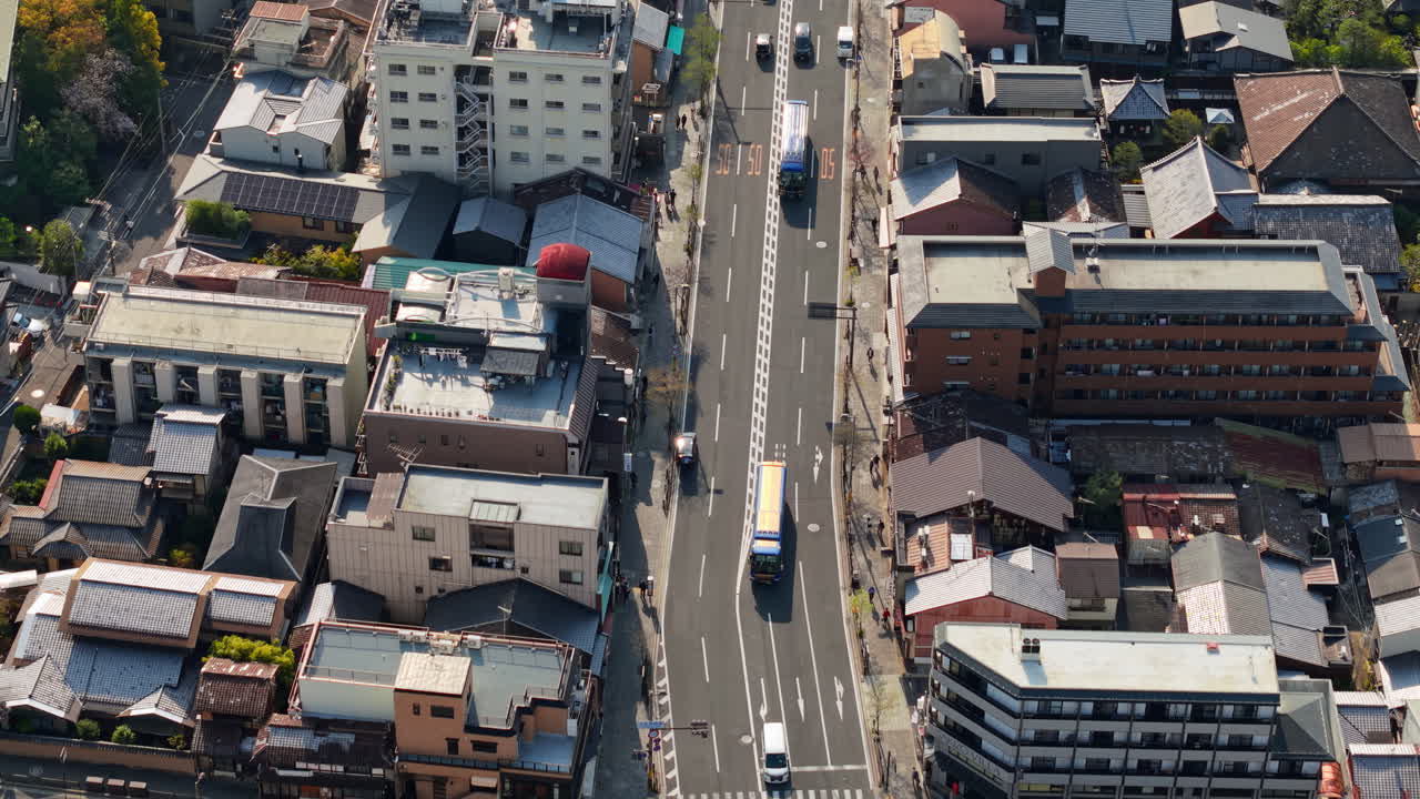 Aerial drone view of the city in daylight