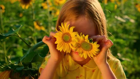 girl with sunflowers
