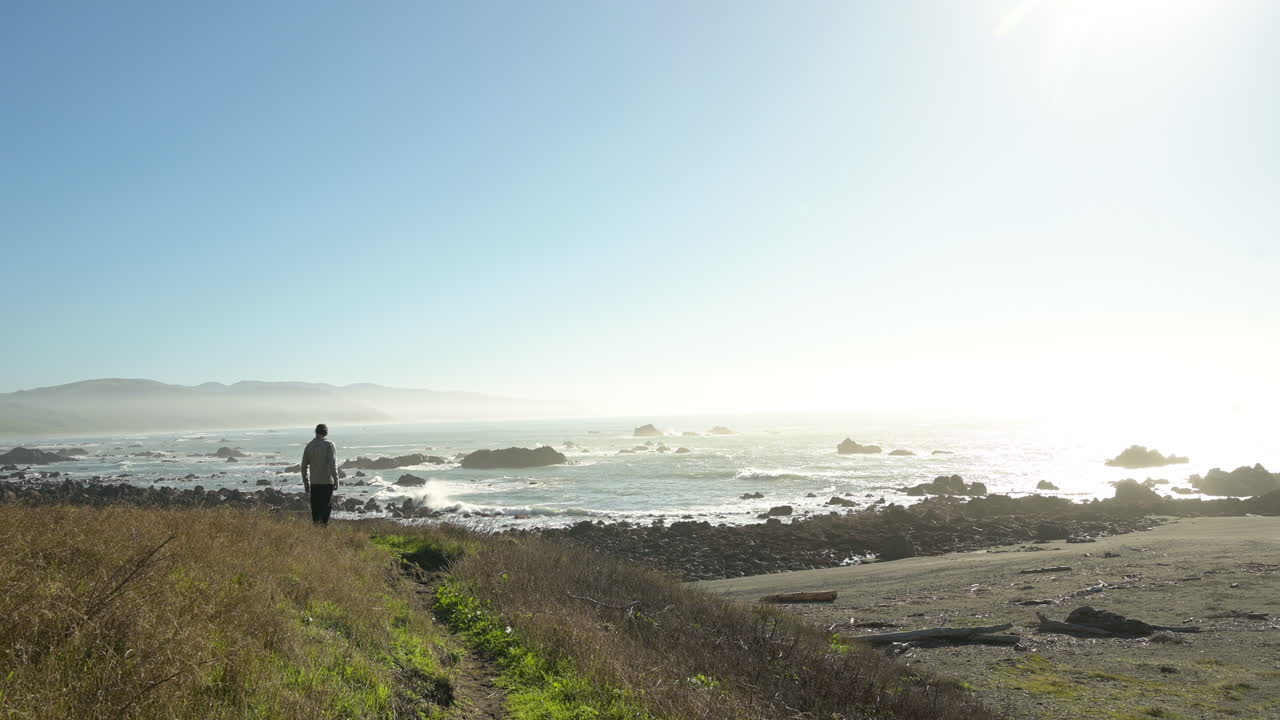 Lost Coast, California. Aerial Drone Shot of the Mattole Road along the ocean at the Lost Coast near Cape Mendocino, Humboldt County, California